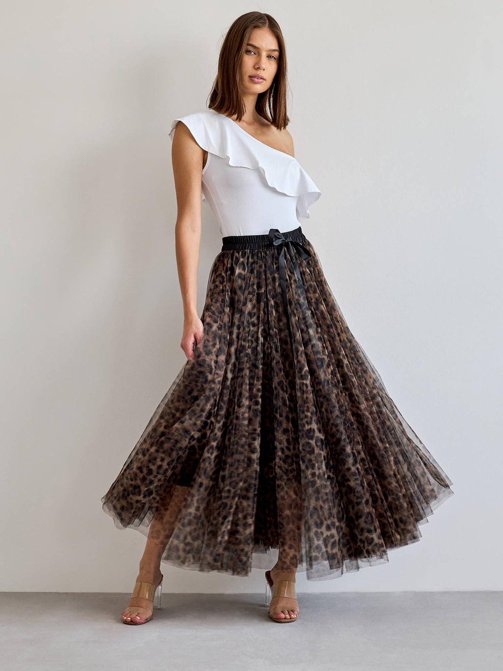 CHOKLATE PARIS - Aria tulle nederdel med stort leopardprint