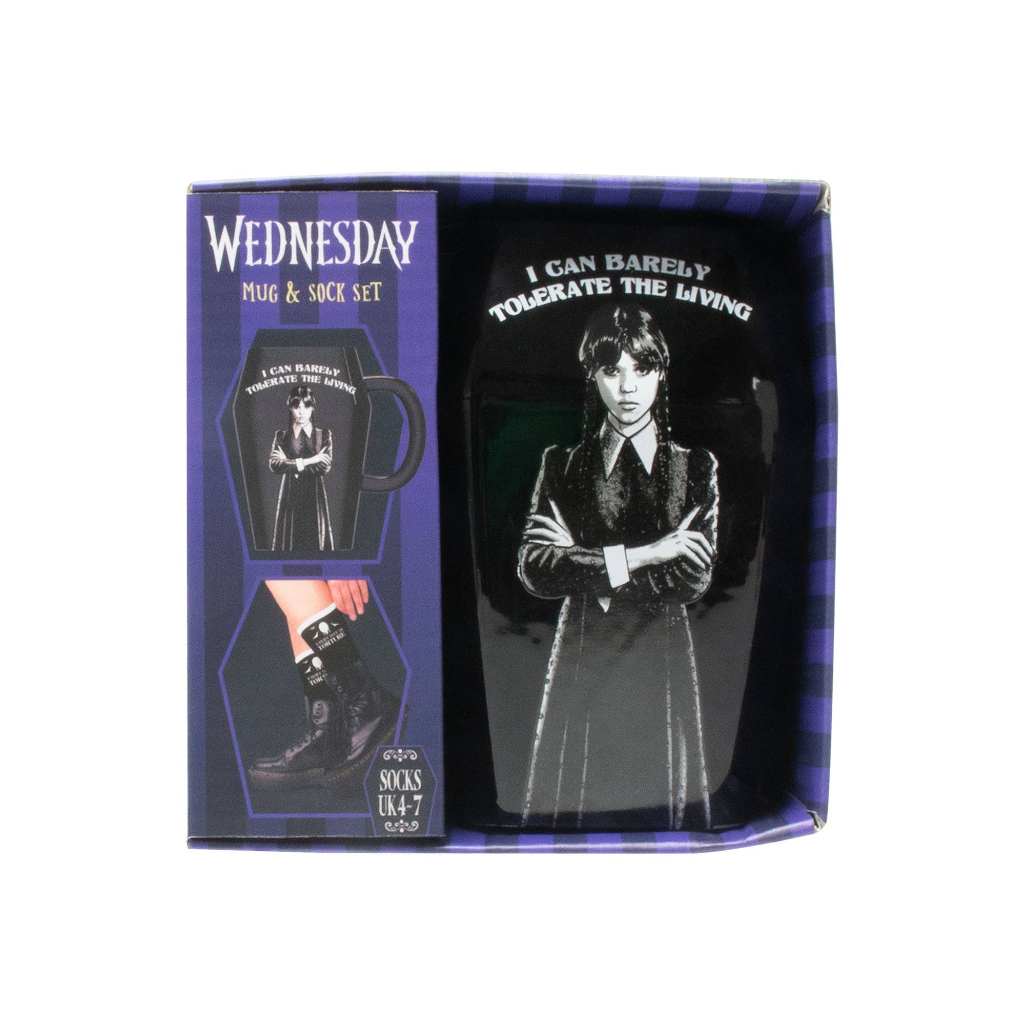 Wednesday Addams Krus & Sokker Sæt i Kistedesign