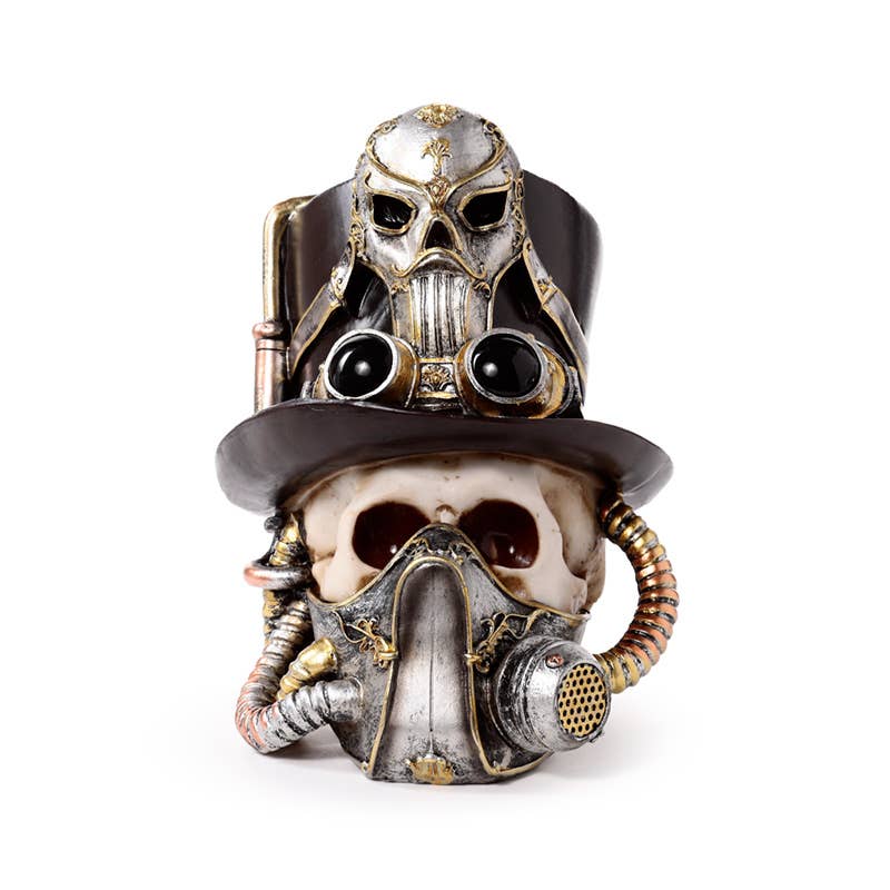 Steampunk-kranie med gasmaske og høj hat
