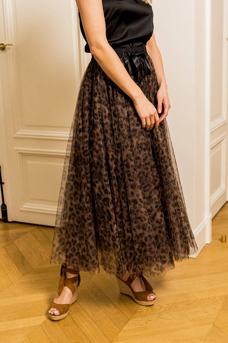 CHOKLATE PARIS - Aria tulle nederdel med stort leopardprint
