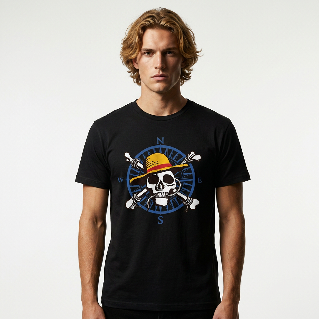 One Piece Skull Compass T-Shirt fra Cotton Division
