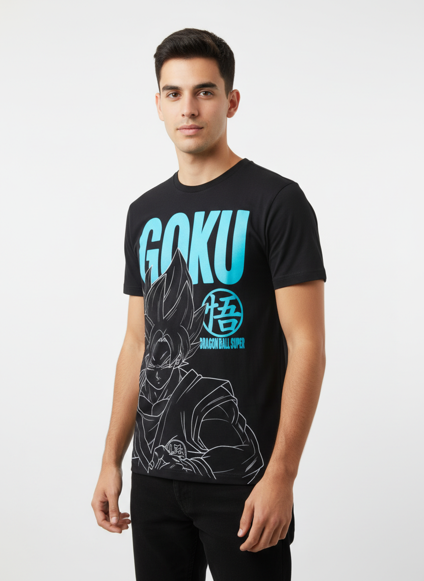 Dragon Ball Super Goku Cyan Logo T-Shirt fra Cotton Division