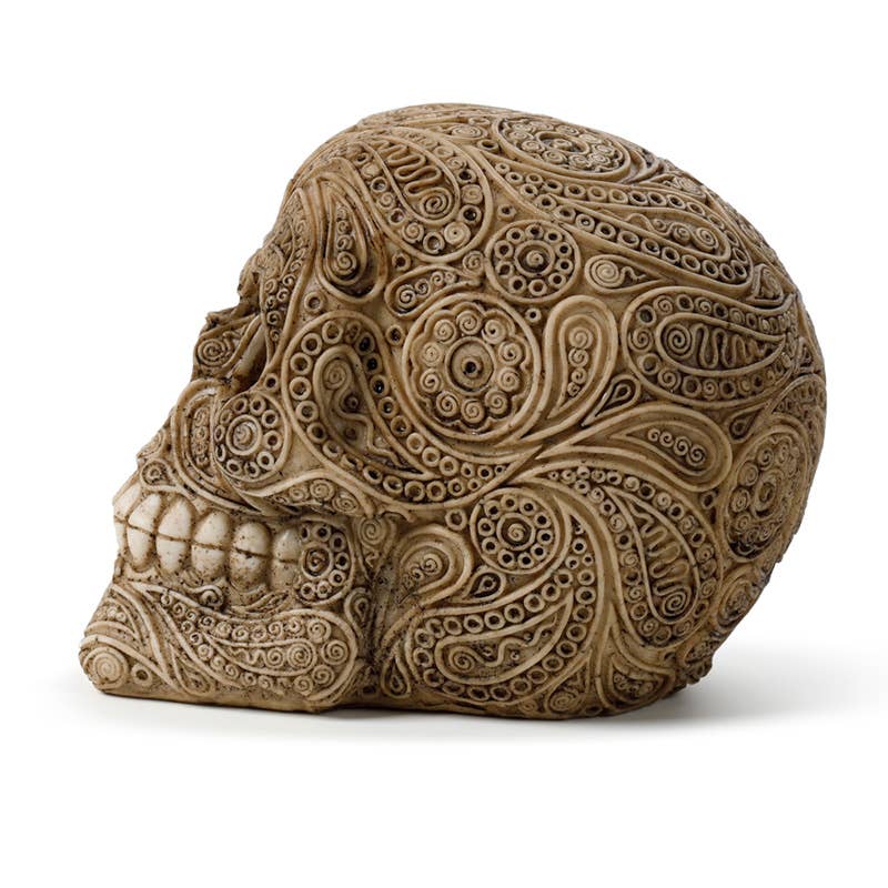 Detaljeret Damask Skull Figurine
