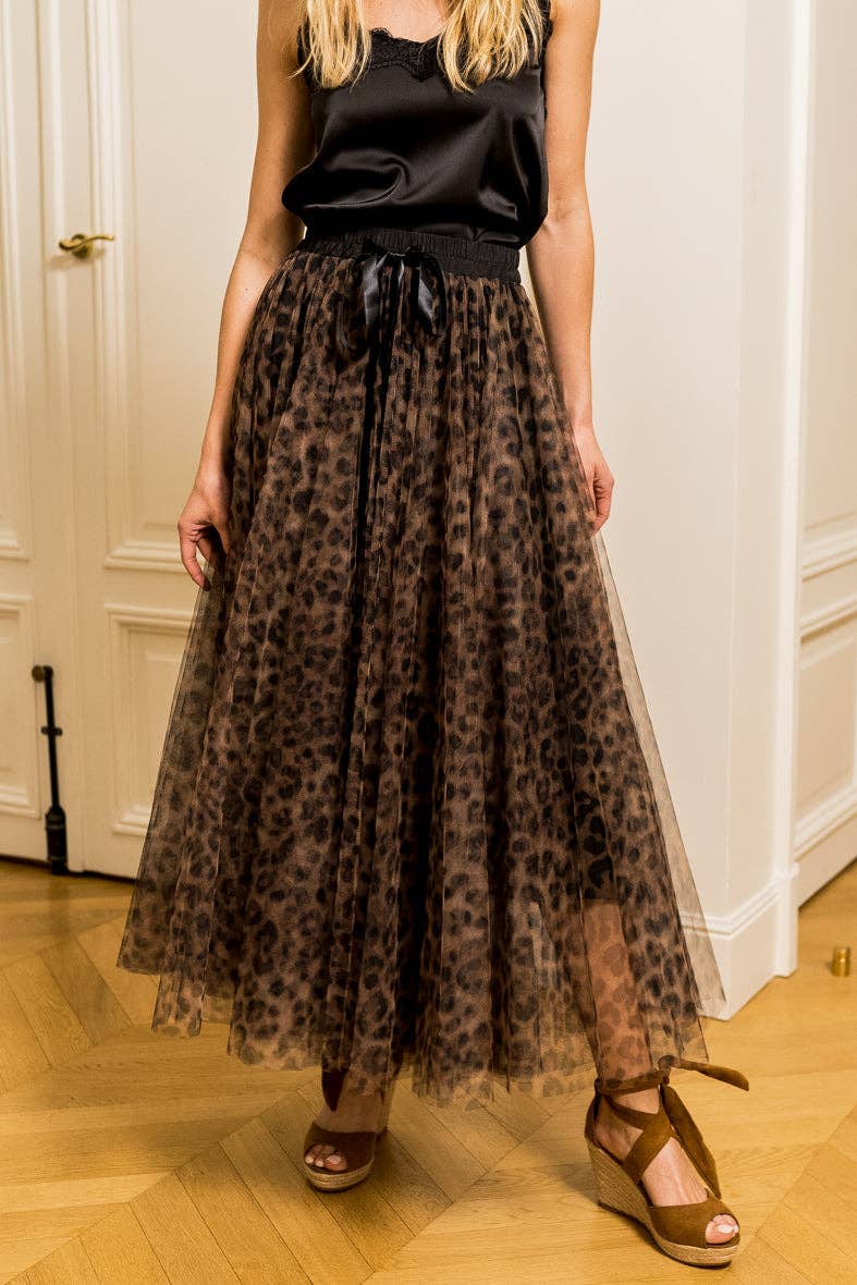 CHOKLATE PARIS - Aria tulle nederdel med stort leopardprint
