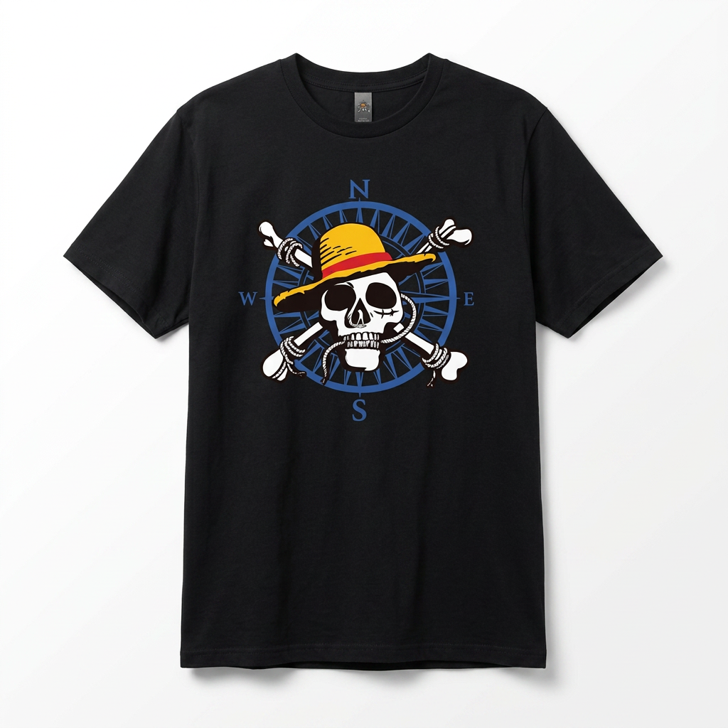 One Piece Skull Compass T-Shirt fra Cotton Division