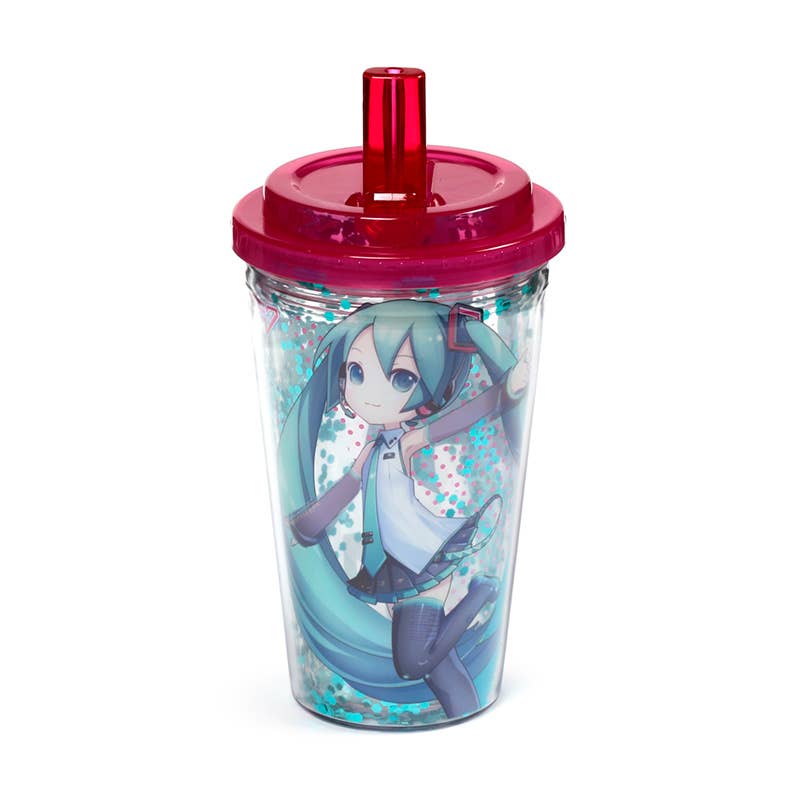 Hatsune Miku – Dobbeltvægget kop med låg og sugerør – 500 ml
