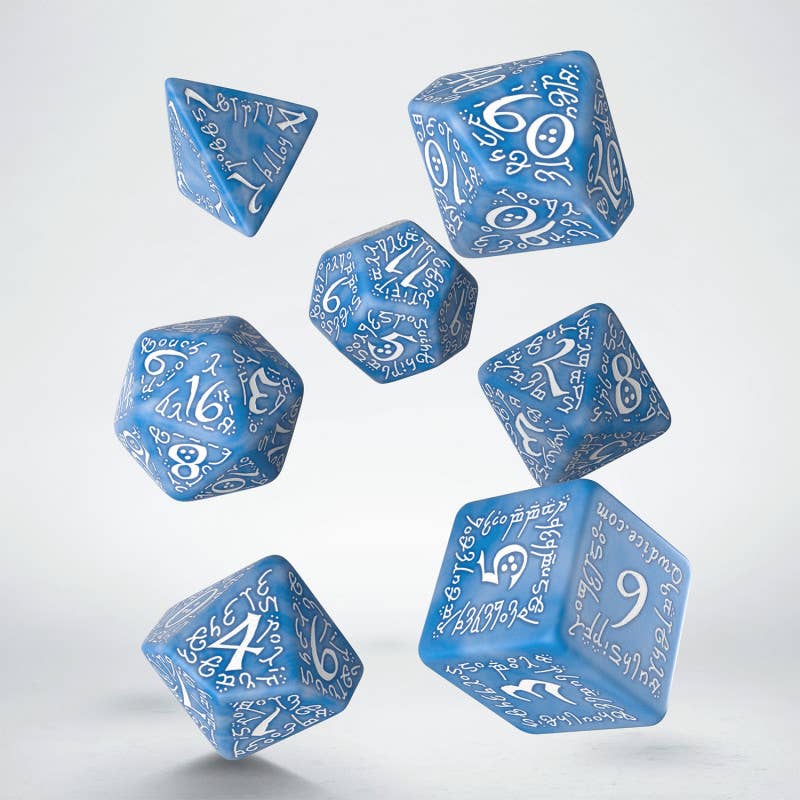 Elvish Dice Set Ice Blue & White fra Q-Workshop