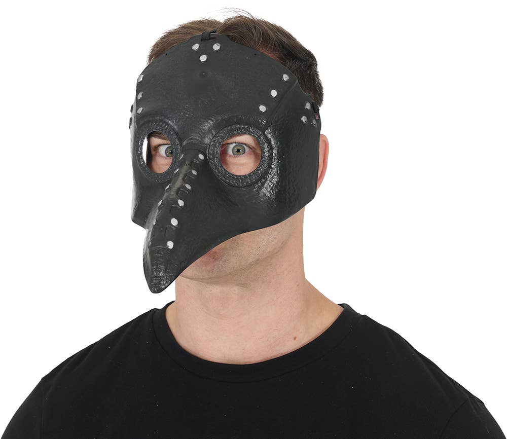 Sort pestlægemaske med næb – cosplaymaske i PVC