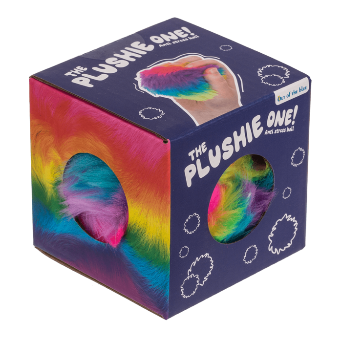 Plysblød squish-bold med regnbuemønster – 7,5 cm