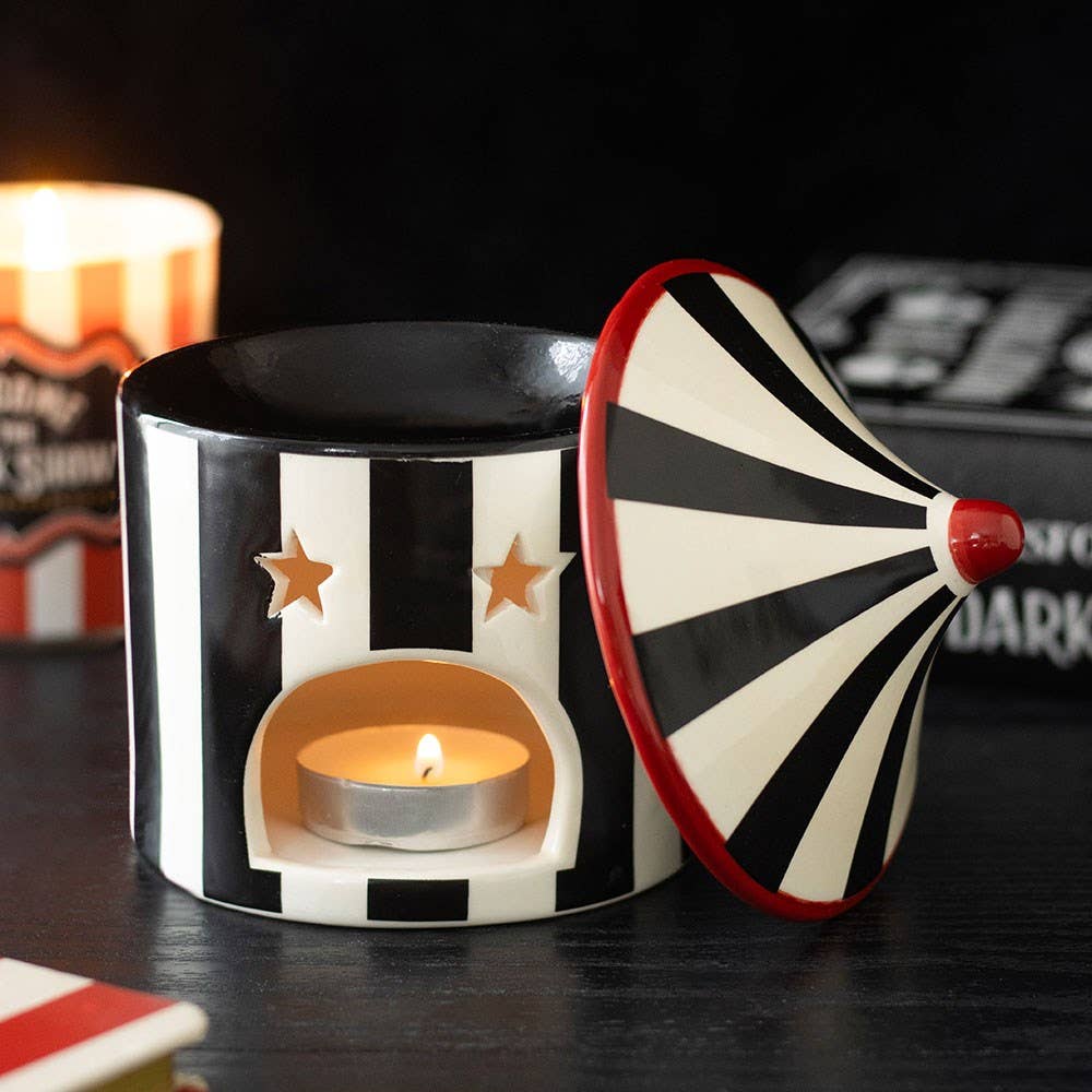 Mystic Circus sortstribet cirkustelt olielampe