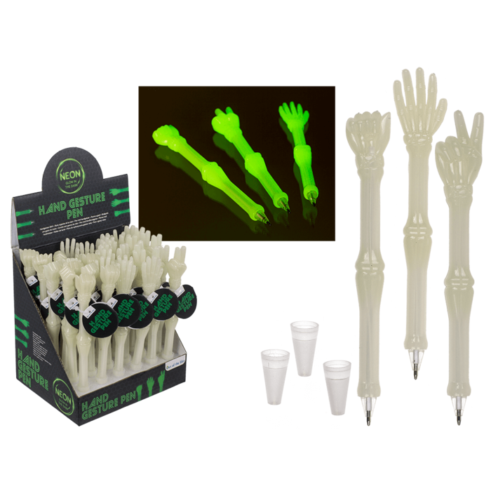 Selvlysende Pen med Håndtegn – Glow in the Dark, 3 varianter