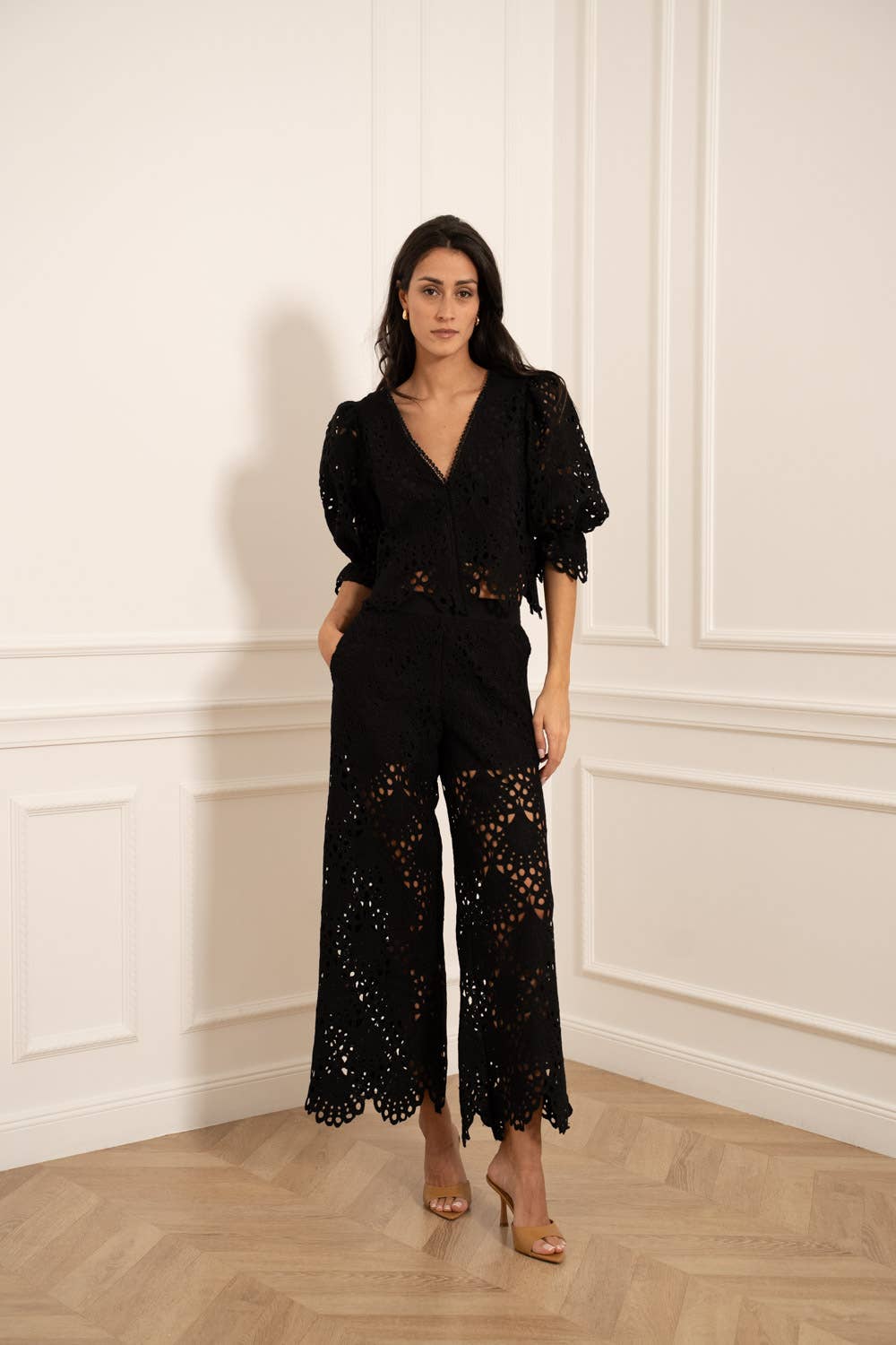 CHOKLATE PARIS - Selena bukser i guipure blonde