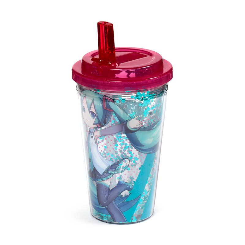 Hatsune Miku – Dobbeltvægget kop med låg og sugerør – 500 ml