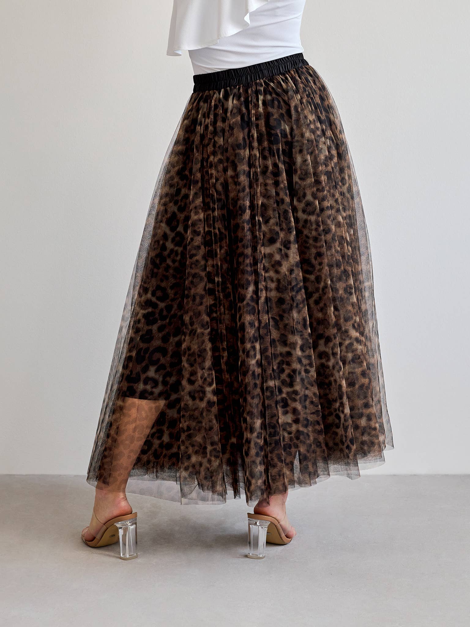 CHOKLATE PARIS - Aria tulle nederdel med stort leopardprint