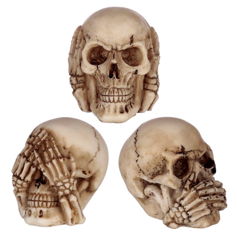 See No Evil Skull Figurer - Sæt med 3