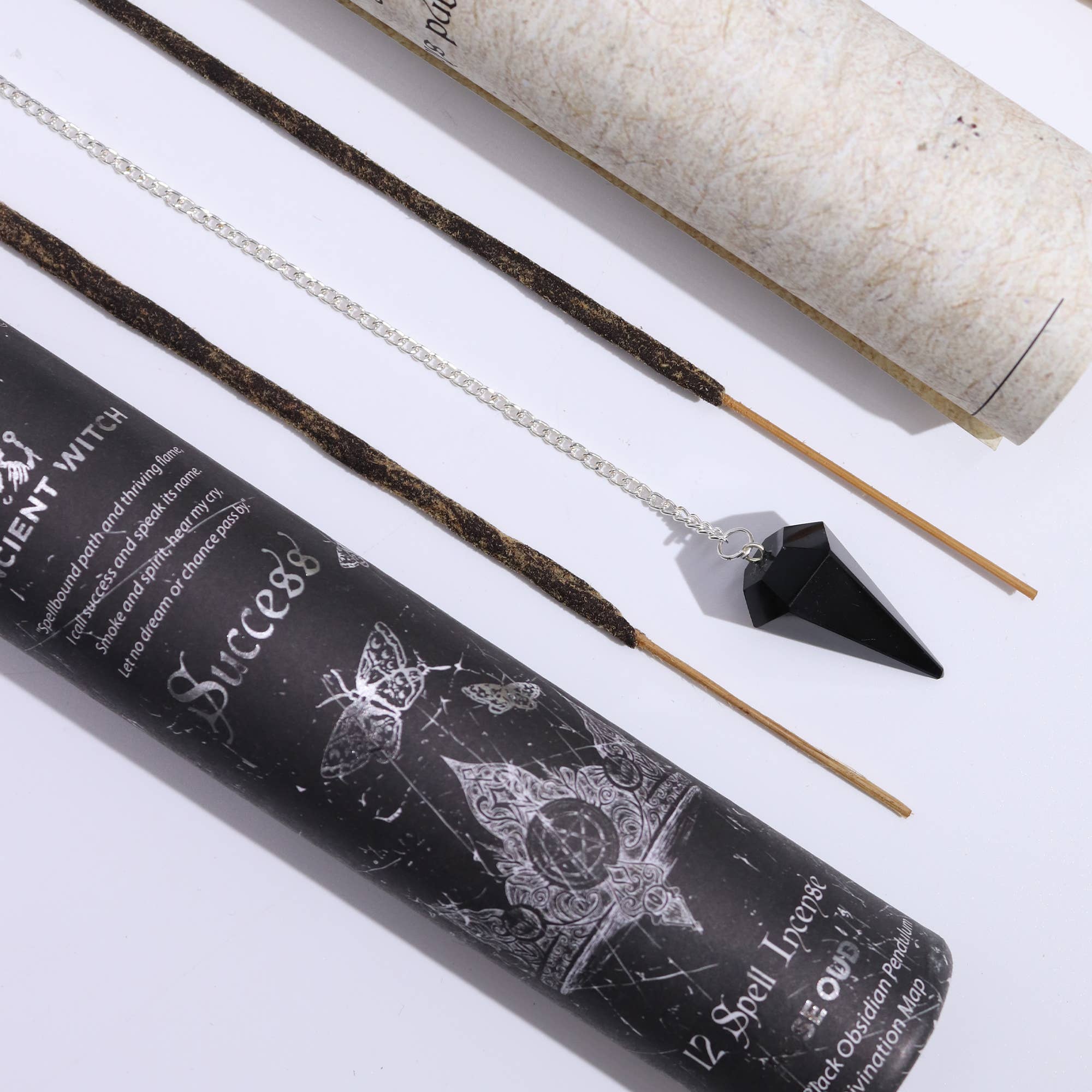 Gamle Heks Trælleformular Røgelsespinde – Black Obsidian Pendulum