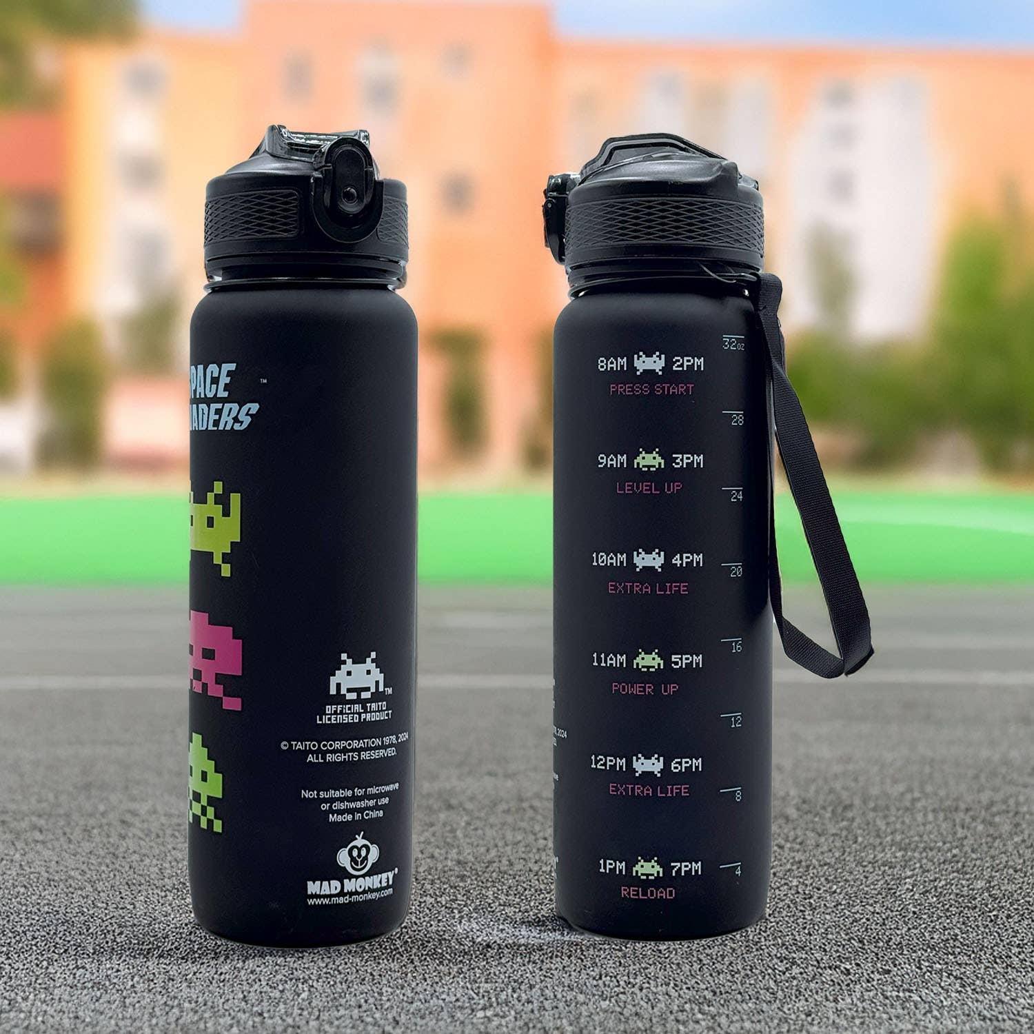 Space Invaders Vandflaske – 1 Liter med Tidsmarkering