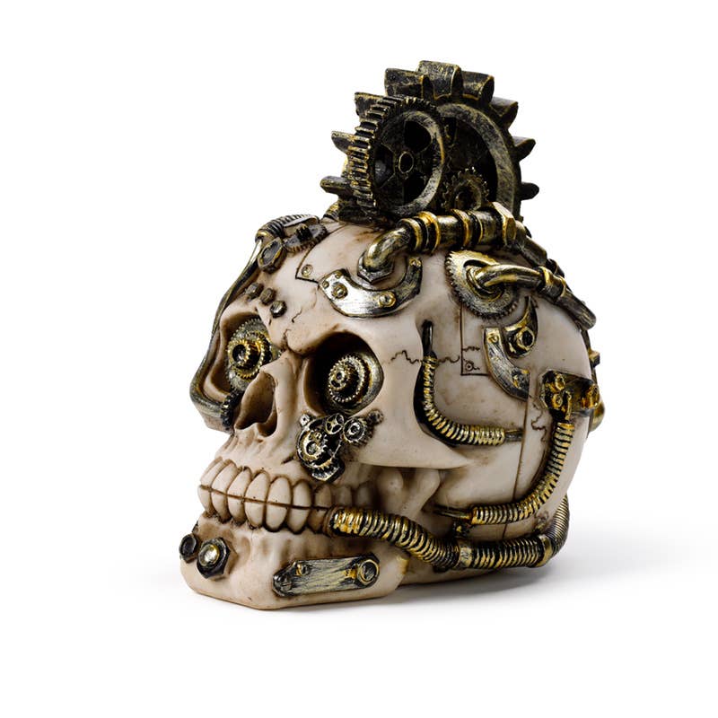 Steampunk Skull med Tandhjul og Fjedre