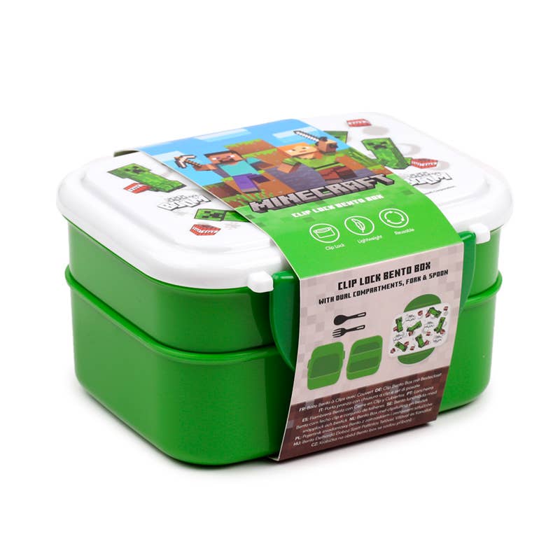 Creeper & TNT Clip Lock Bento-madkasse med Bestik – Minecraft – Puckator