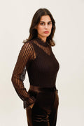 CHOKLATE PARIS - Ariane bluse med blondehals og rullekrave