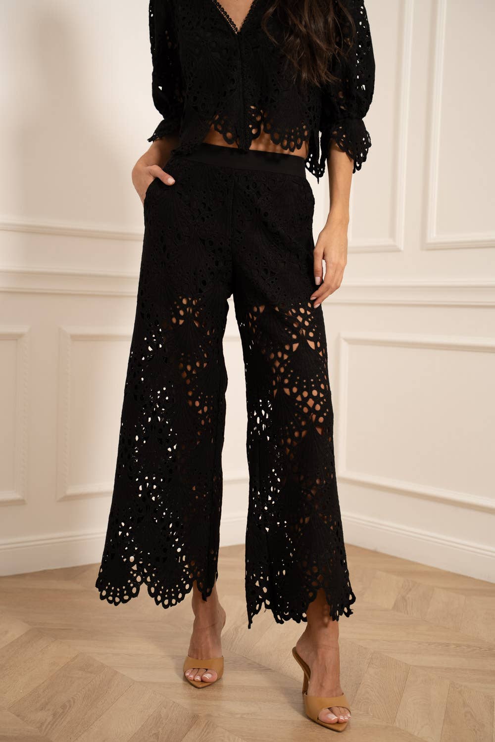 CHOKLATE PARIS - Selena bukser i guipure blonde