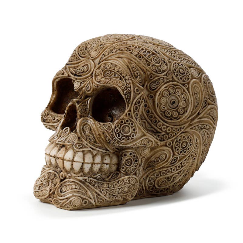 Detaljeret Damask Skull Figurine