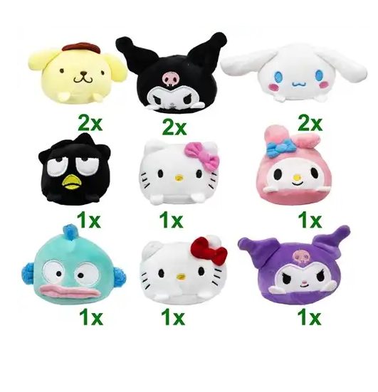 Kiddy-Moov Sanrio Hello Kitty Beanies – 9 assorterede plysfigurer (8 cm)