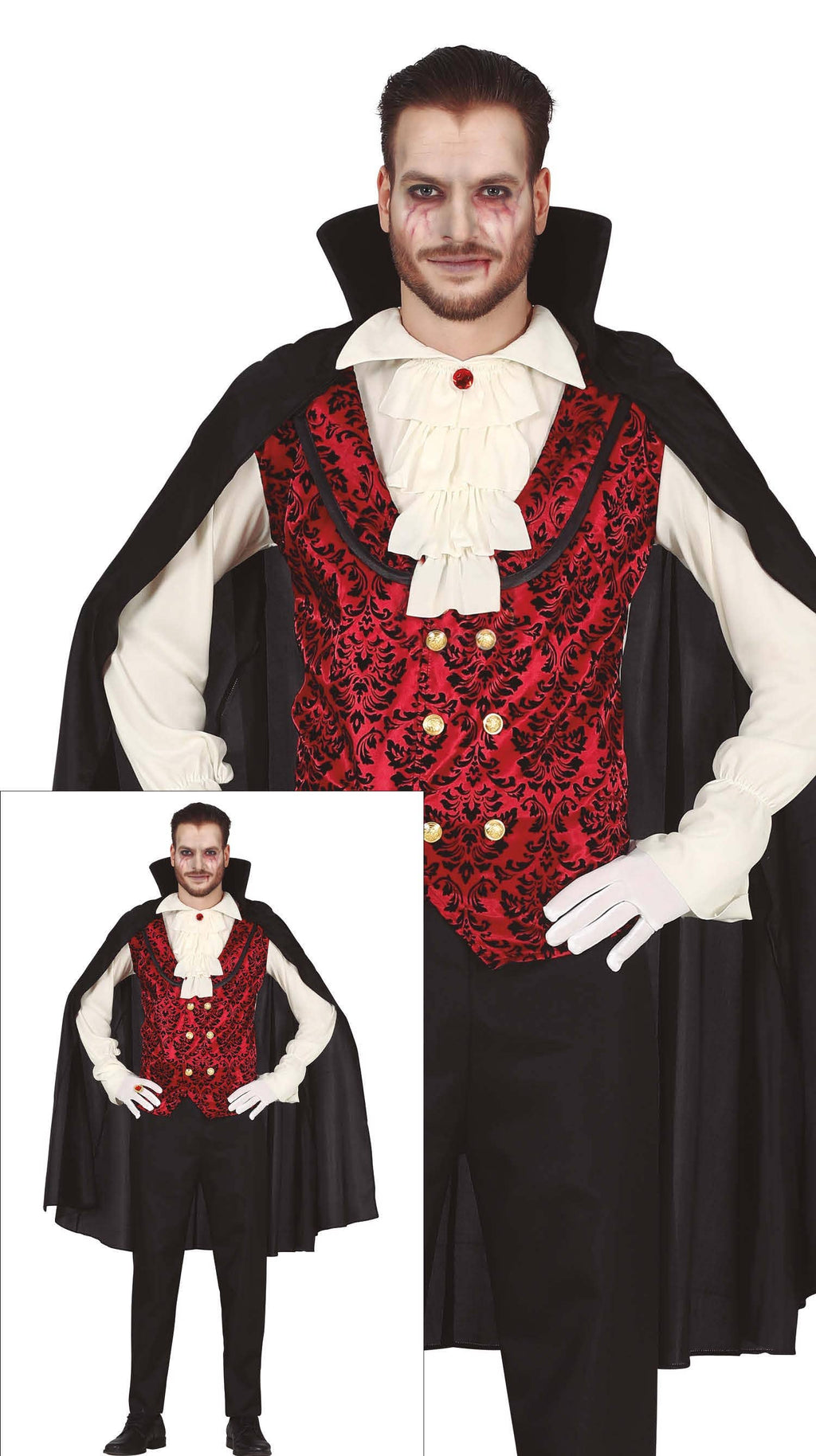 Vampyrkostume – sort og bordeaux – 46–48 (S)