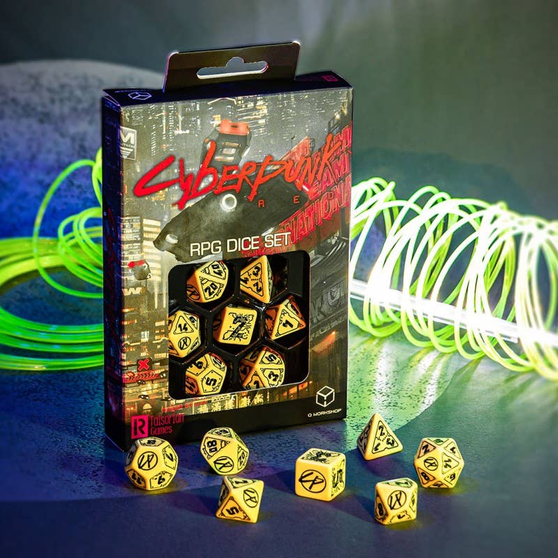 Cyberpunk Red RPG Dice Set Danger Zone fra Q-Workshop