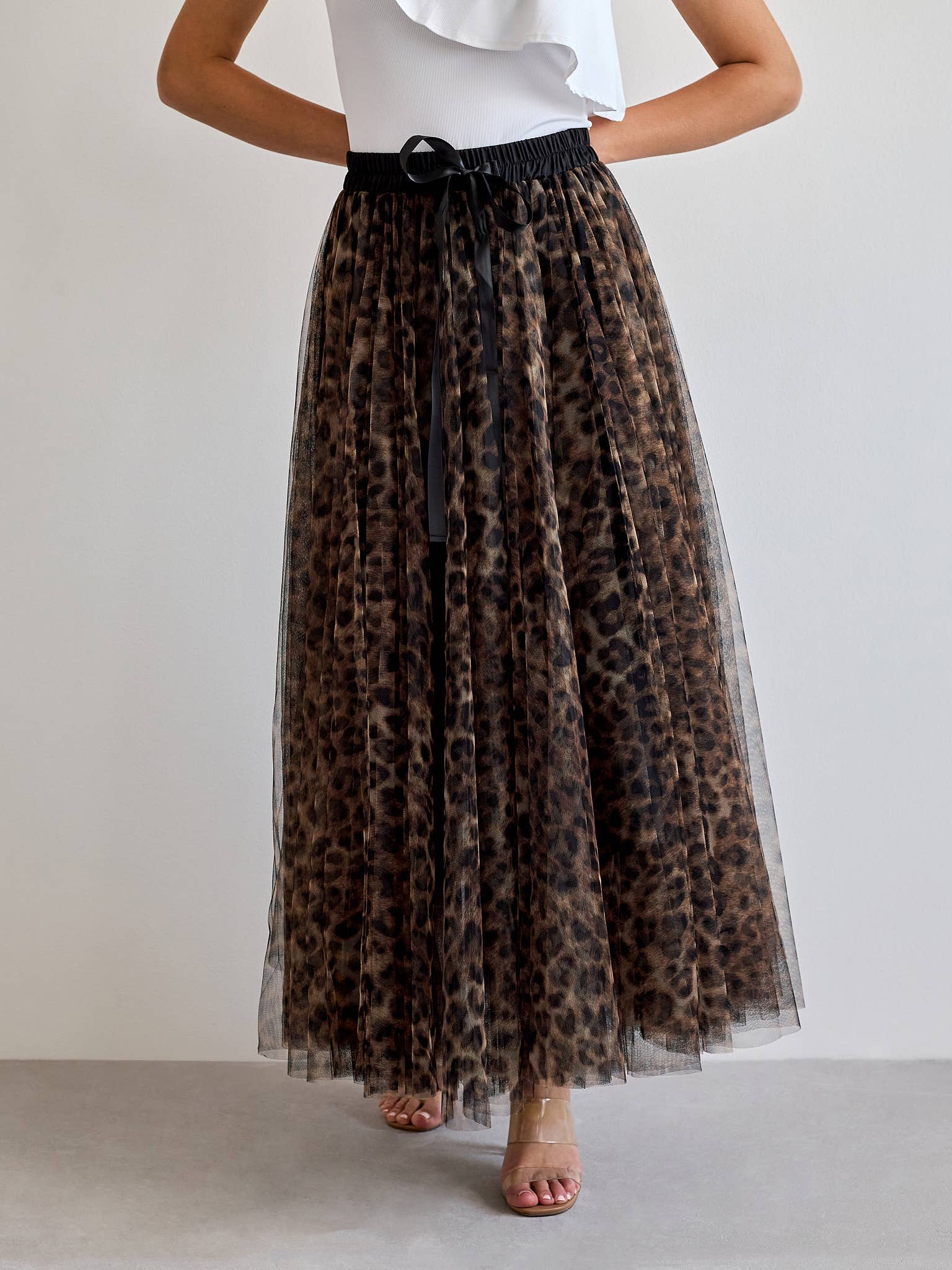 CHOKLATE PARIS - Aria tulle nederdel med stort leopardprint