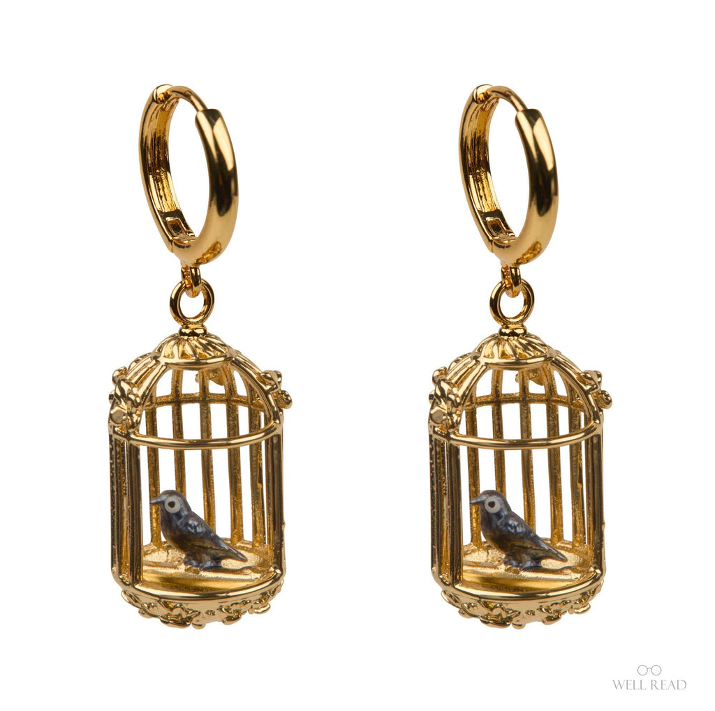 Well Read Company – Jane Eyre Guld Fuglebur Øreringe
