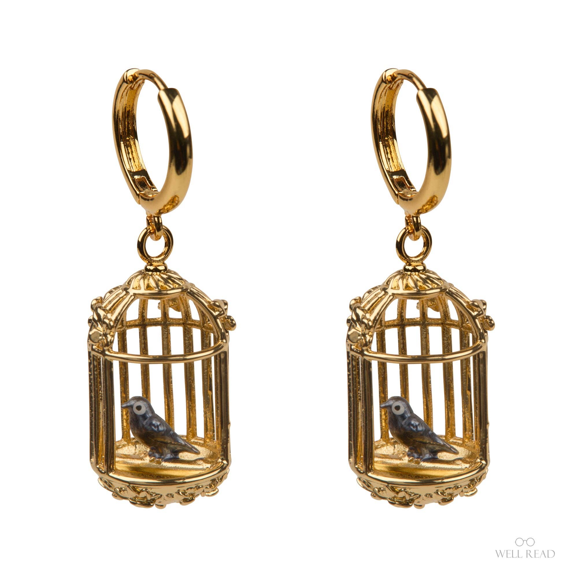 Well Read Company – Jane Eyre Guld Fuglebur Øreringe