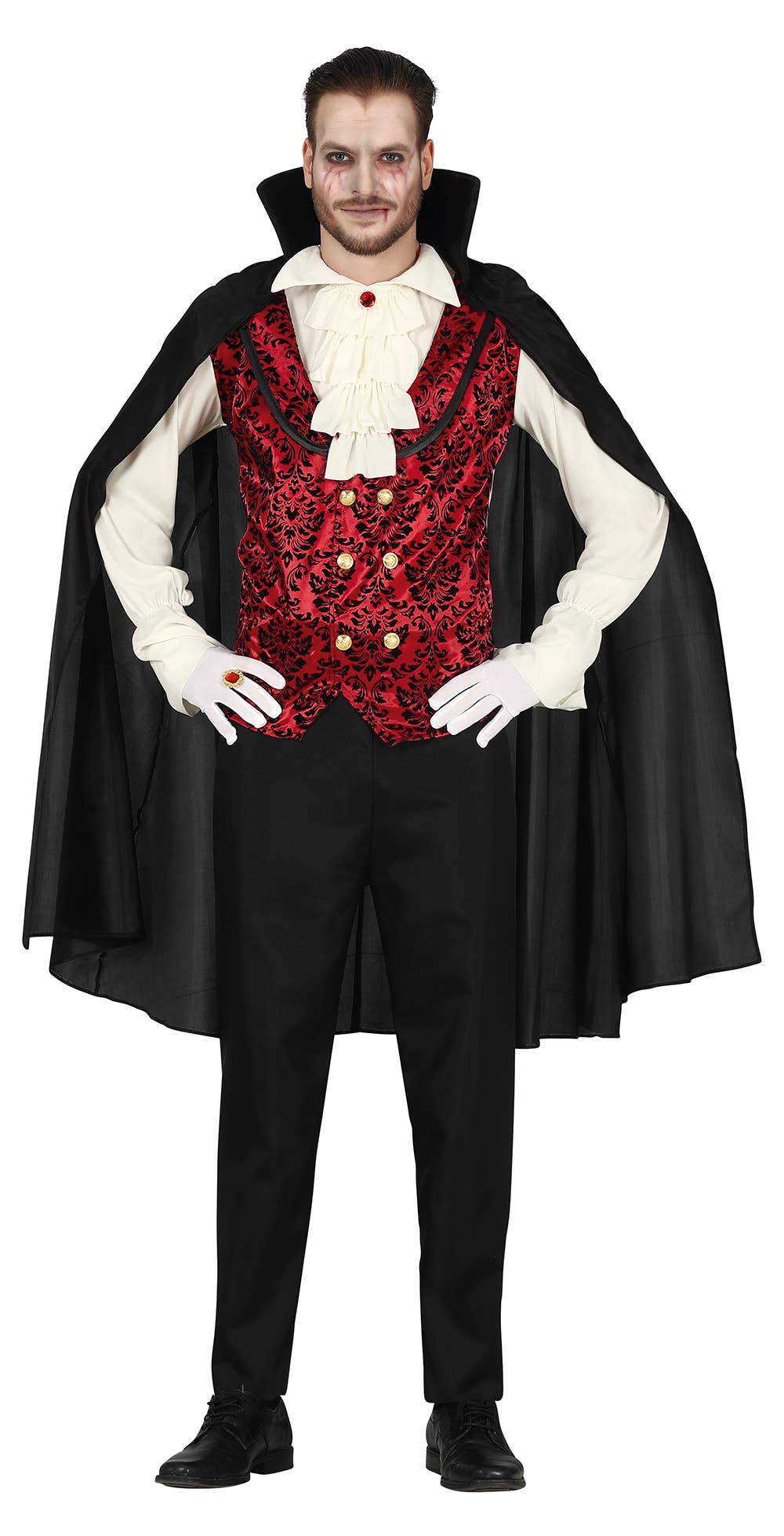 Vampyrkostume – sort og bordeaux – 46–48 (S)