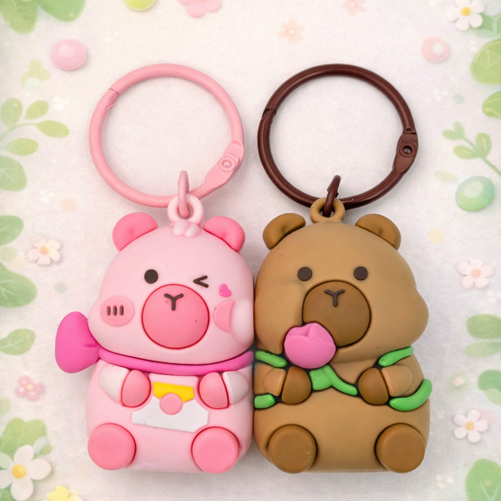 Duo-Nøgleringe med Magnet – Capybara & Bamse