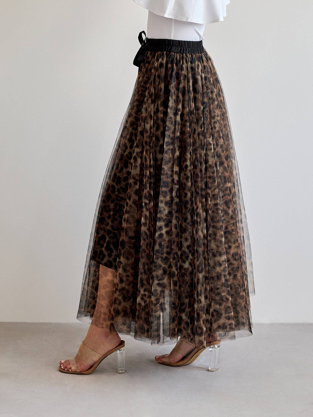 CHOKLATE PARIS - Aria tulle nederdel med stort leopardprint