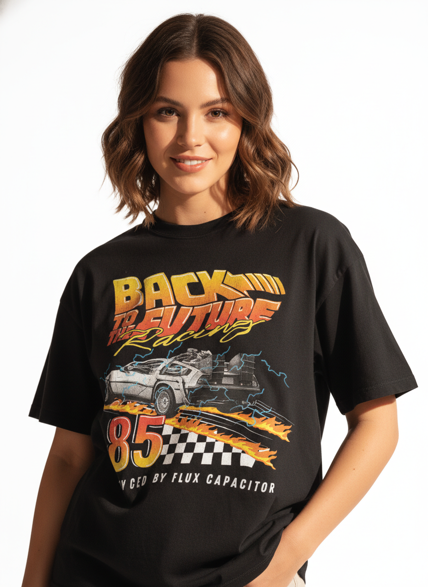 Back to the Future DeLorean Racing T-Shirt fra Cotton Division