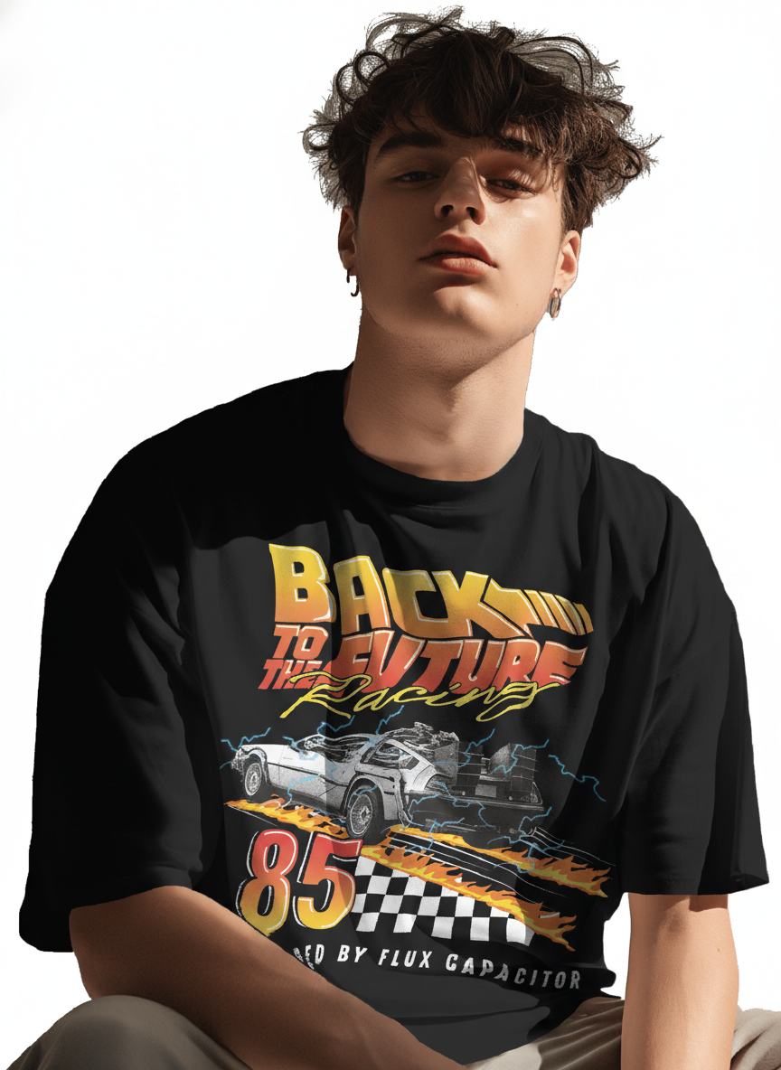 Back to the Future DeLorean Racing T-Shirt fra Cotton Division
