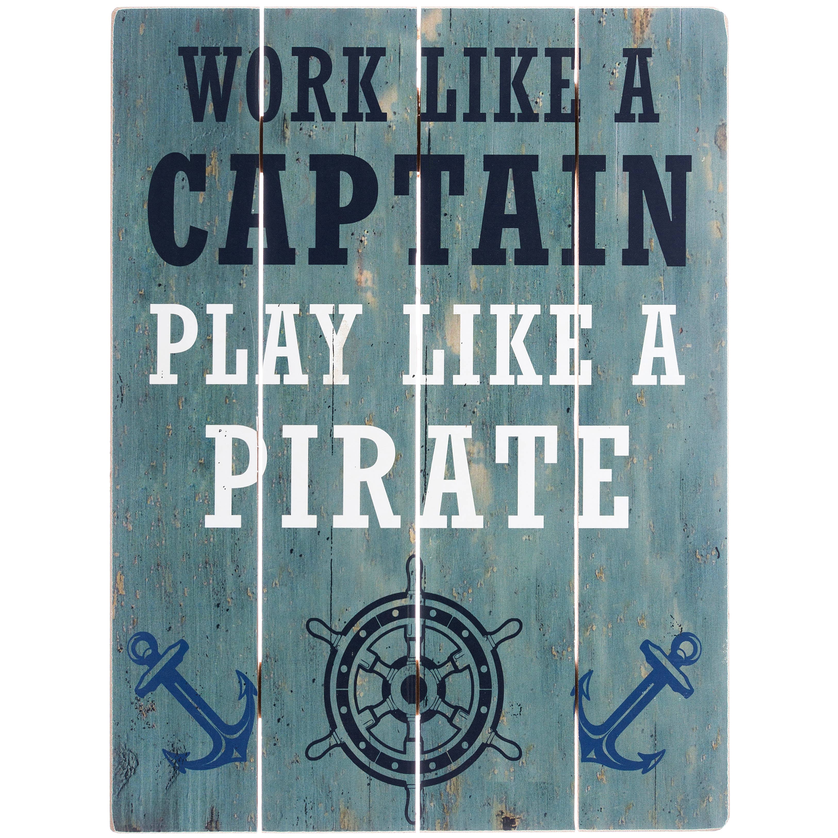 Træskilt - "Play Like a Pirate"