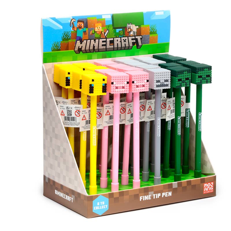 Minecraft – Pen med figurtop – Gris, bi, zombie eller skelet