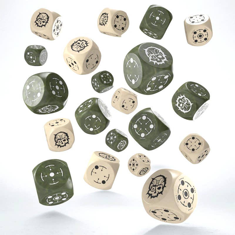Crosshairs Compact D6 Dice Set Beige & Olive fra Q-Workshop