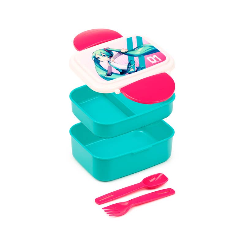 Hatsune Miku Clip Lock Bento-madkasse med Bestik – Puckator