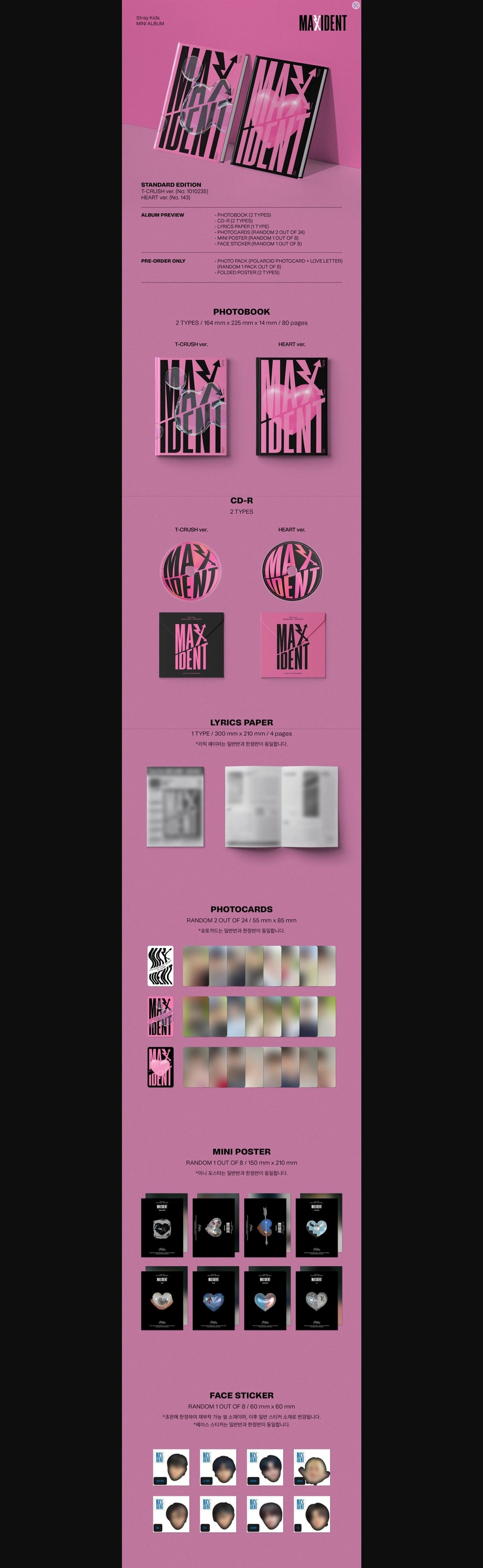 Stray Kids - Mini Album [MAXIDENT] (T-CRUSH / HEART Ver.)