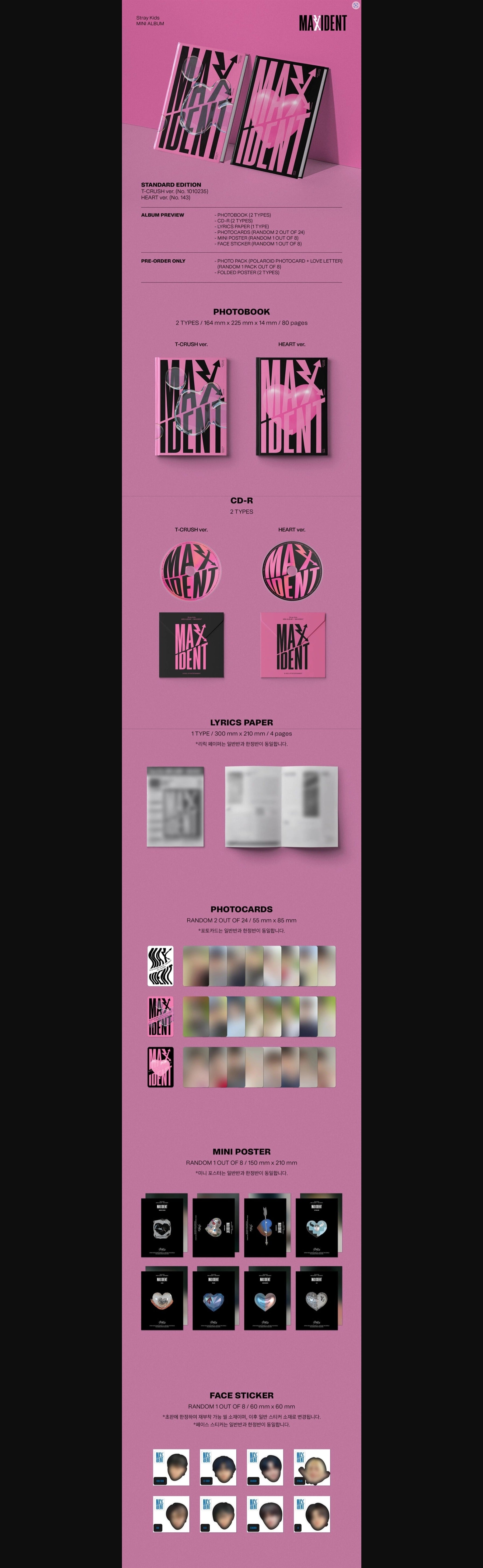 Stray Kids - Mini Album [MAXIDENT] (T-CRUSH / HEART Ver.)
