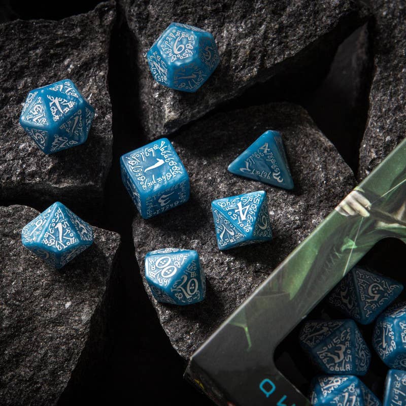 Elvish Dice Set Ice Blue & White fra Q-Workshop