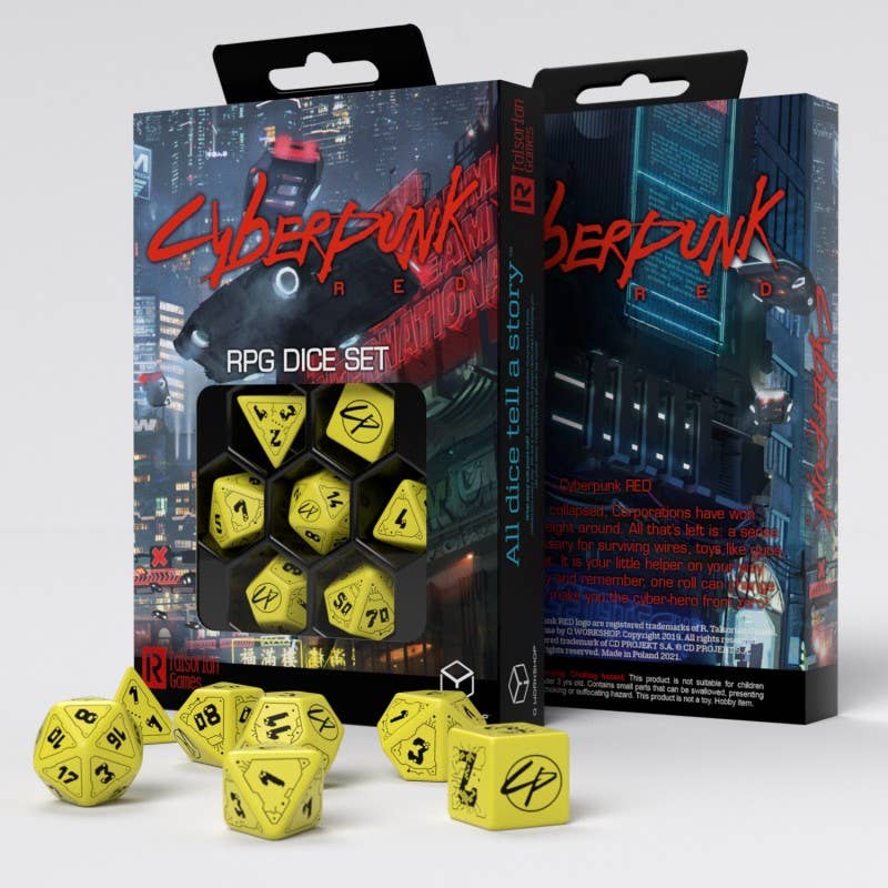 Cyberpunk Red RPG Dice Set Danger Zone fra Q-Workshop