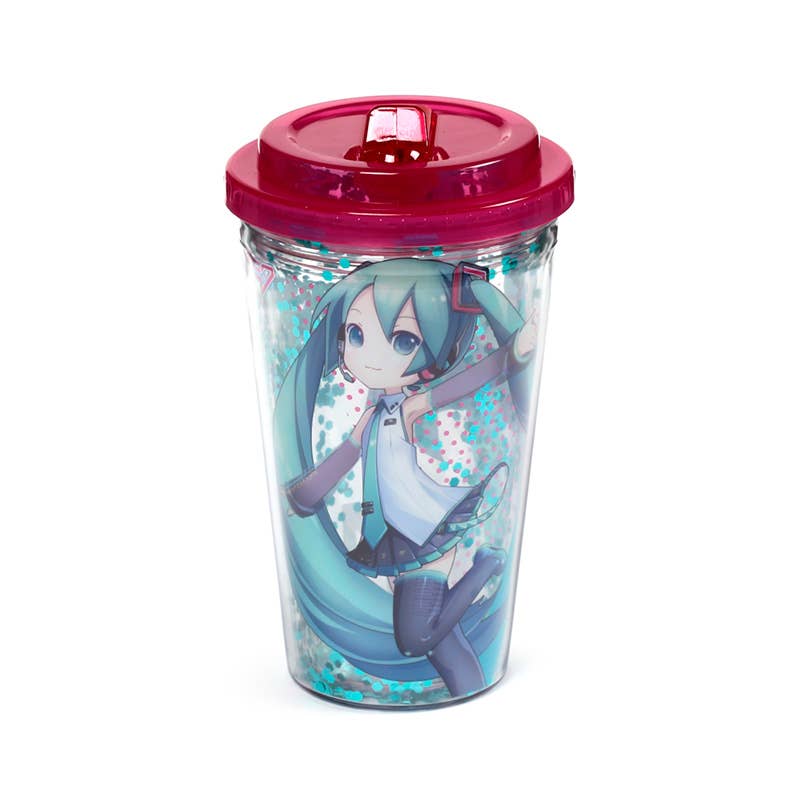 Hatsune Miku – Dobbeltvægget kop med låg og sugerør – 500 ml