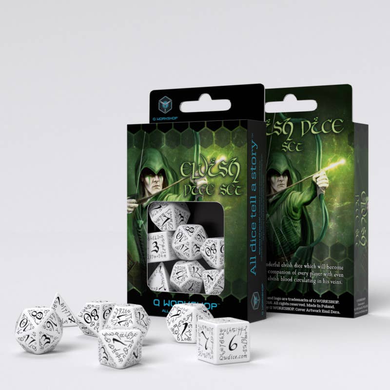 Elvish Dice Set White & Black fra Q-Workshop
