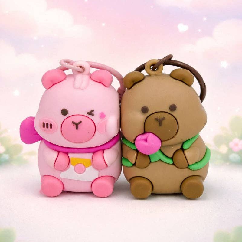 Duo-Nøgleringe med Magnet – Capybara & Bamse