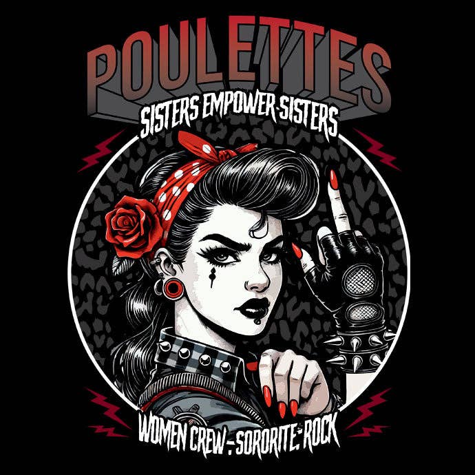 Poulettes Sisters - Dame top 'Rebel Pin Up' i sort