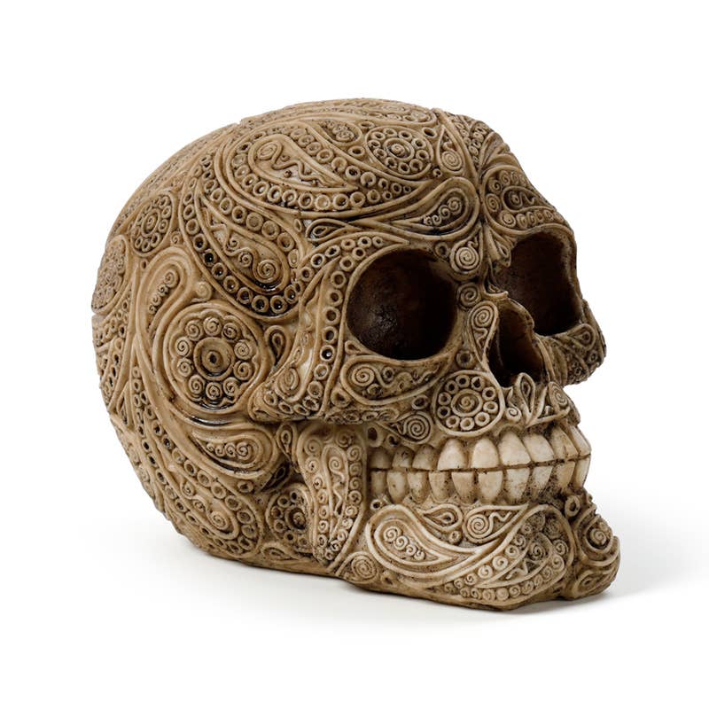 Detaljeret Damask Skull Figurine